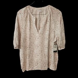 Melrose and Market Floral Print 3/4 Sleeve Popover Blouse Top Size 2X